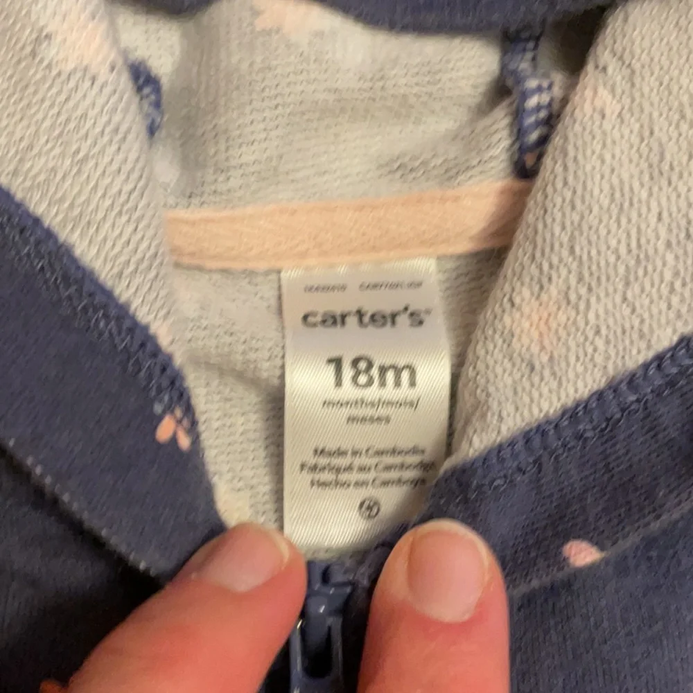 Carter’s 18 month full zip floral hoodie